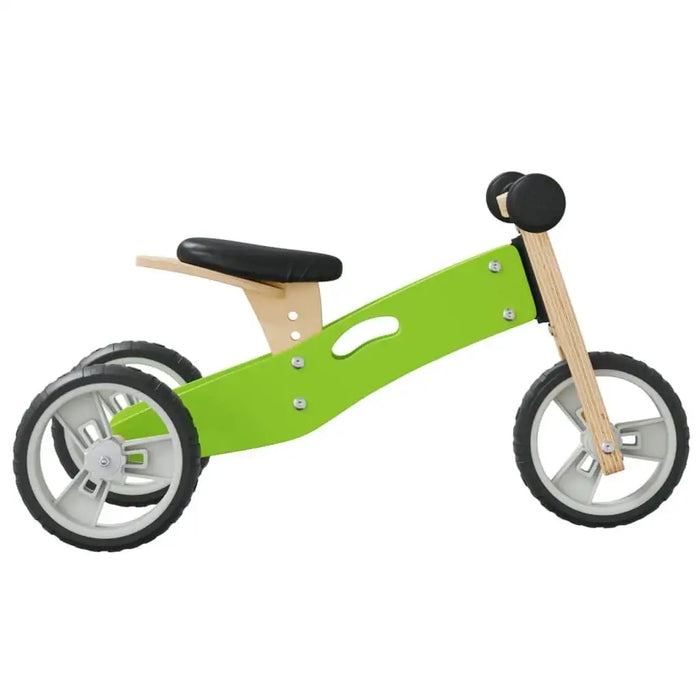 Green and black 2-in-1 convertible balance bike with adjustable seat and handlebar