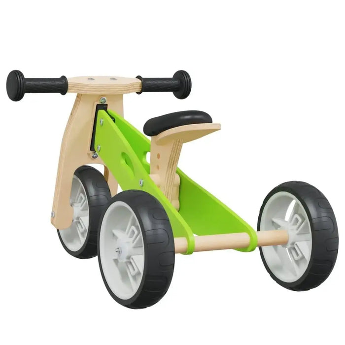 Green and black 2-in-1 convertible balance bike with adjustable seat and handlebar