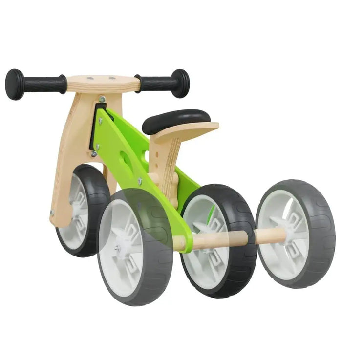 Green and black 2-in-1 convertible balance bike with adjustable seat and handlebar