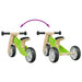 2-in-1 convertible green and black balance bike for kids with adjustable seat and handlebar