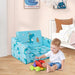 2-in-1 Convertible Toddler Sofa Blue | Dinosaur-Themed with Storage Pockets - Little and Giant Explorers Costway