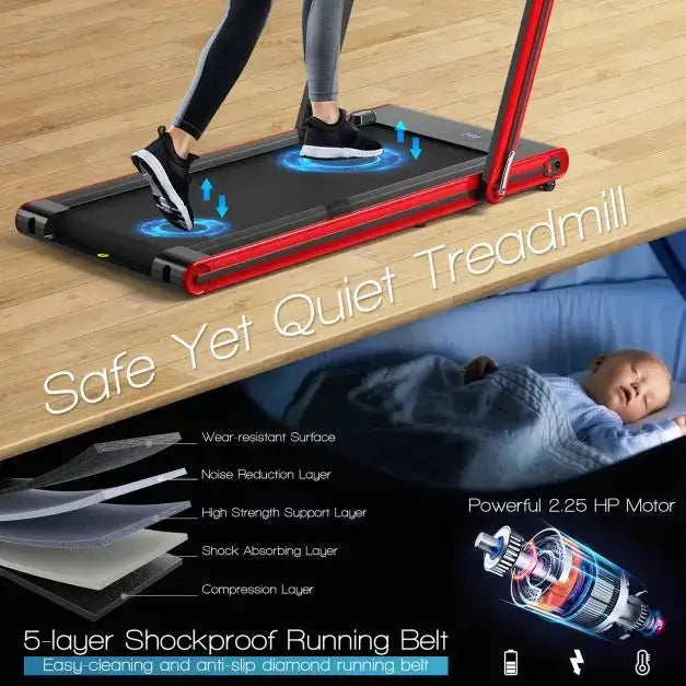 2-in-1 Folding Electric Treadmill | Walking and Running Modes - Bluetooth App Control COSTWAY - Little and Giant Explorers Costway