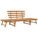 Natural acacia wood 2-in-1 garden bench and day bed with slatted backrest and seating