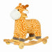 Yellow plush giraffe 2-in-1 rocking horse with wheeled wooden base and animal sounds