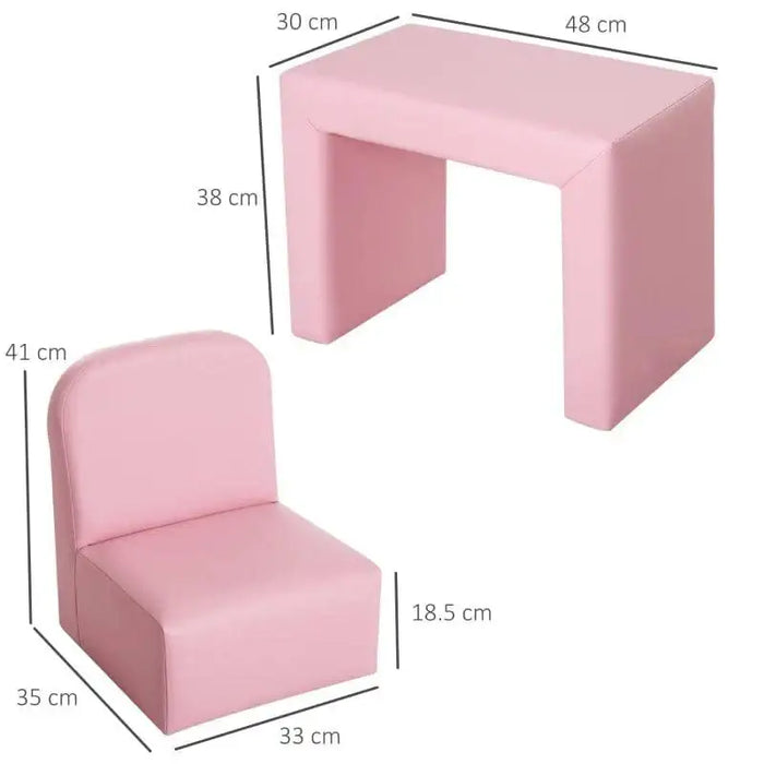 Kids Chair Pink 2-in-1 | Convertible Armchair to Table Chair - Little and Giant Explorers HOMCOM