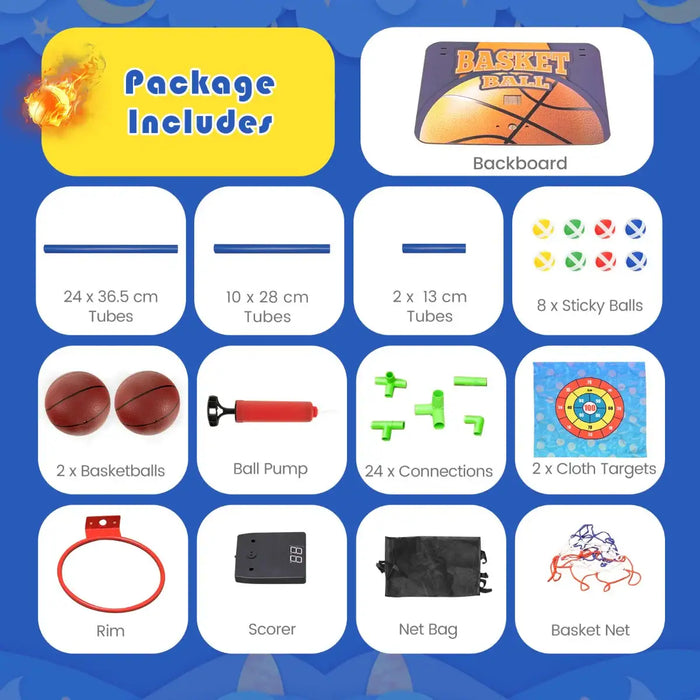 2-in-1 Kids Basketball Arcade Game – Electronic Scorer | Sticky Ball Targets COSTWAY - Little and Giant Explorers Costway