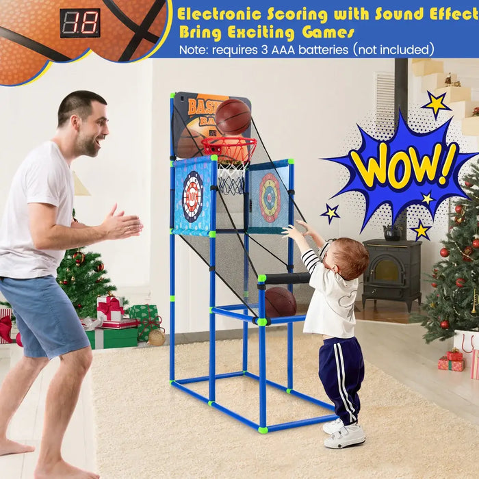 2-in-1 Kids Basketball Arcade Game – Electronic Scorer | Sticky Ball Targets COSTWAY - Little and Giant Explorers Costway