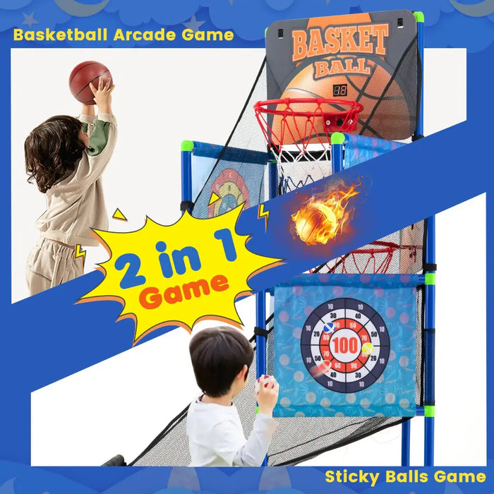 2-in-1 Kids Basketball Arcade Game – Electronic Scorer | Sticky Ball Targets COSTWAY - Little and Giant Explorers Costway