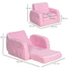 Pink 2-in-1 kids chair convertible to sofa bed, HOMCOM, armchair with size measurements