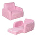 2-in-1 pink kids chair convertible armchair and sofa bed with soft upholstery
