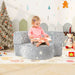 2-in-1 Kids Convertible Sofa – Grey Glow-in-the-Dark | Foldable Cushion Seat COSTWAY - Little and Giant Explorers Costway