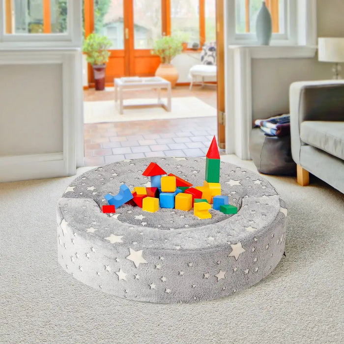 2-in-1 Kids Convertible Sofa – Grey Glow-in-the-Dark | Foldable Cushion Seat COSTWAY - Little and Giant Explorers Costway