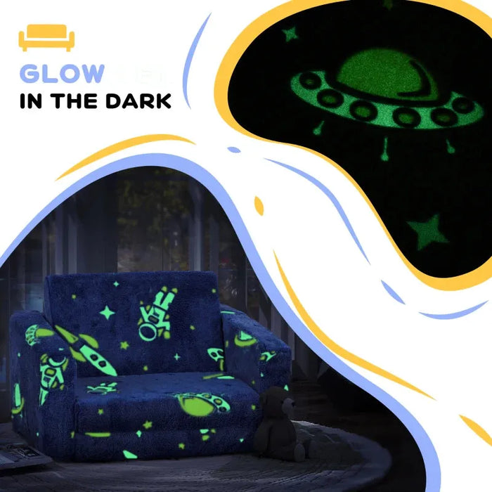 2-in-1 Kids Folding Bed Armchair with Glow in The Dark Cosmic Design - Little and Giant Explorers AIYAPLAY