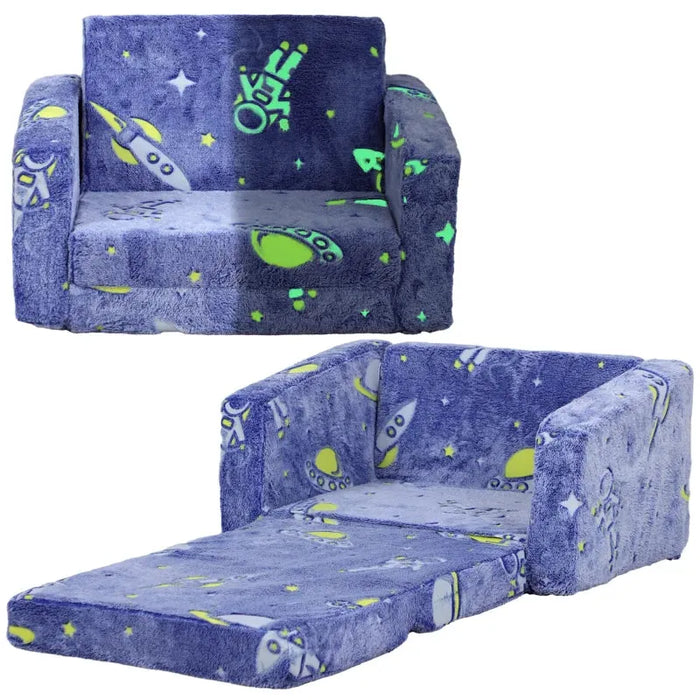 2-in-1 Kids Folding Bed Armchair with Glow in The Dark Cosmic Design - Little and Giant Explorers AIYAPLAY