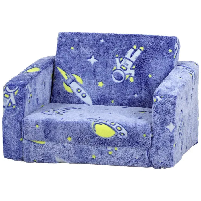 2-in-1 Kids Folding Bed Armchair with Glow in The Dark Cosmic Design - Little and Giant Explorers AIYAPLAY