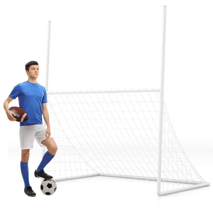 2-in-1 Kids Football Goal with Ground Stakes and Bungee Ropes - Little and Giant Explorers Costway