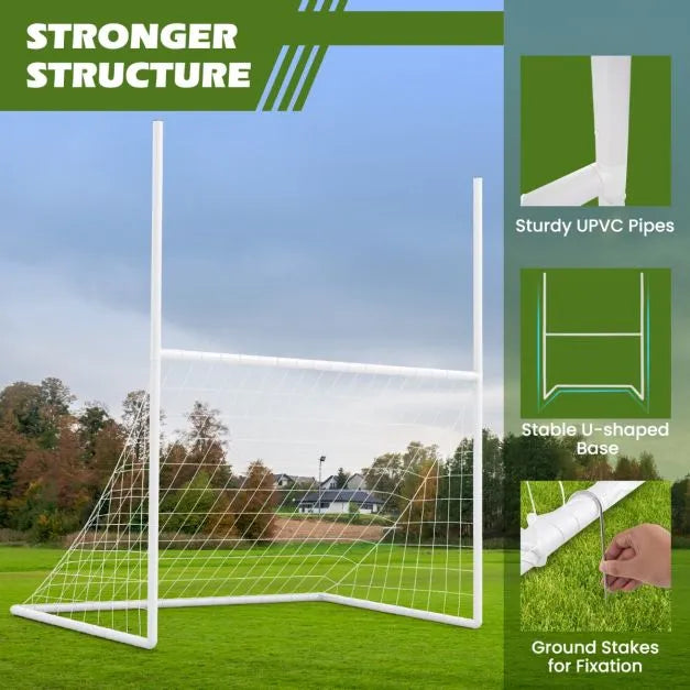 2-in-1 Kids Football Goal with Ground Stakes and Bungee Ropes - Little and Giant Explorers Costway
