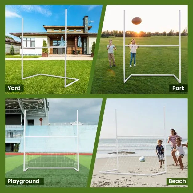 2-in-1 Kids Football Goal with Ground Stakes and Bungee Ropes - Little and Giant Explorers Costway