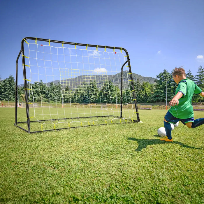 2-in-1 Kids Football Goal and Rebound Net - Black 187x122.5cm | Adjustable 5-Angle Frame COSTWAY - Little and Giant Explorers Costway