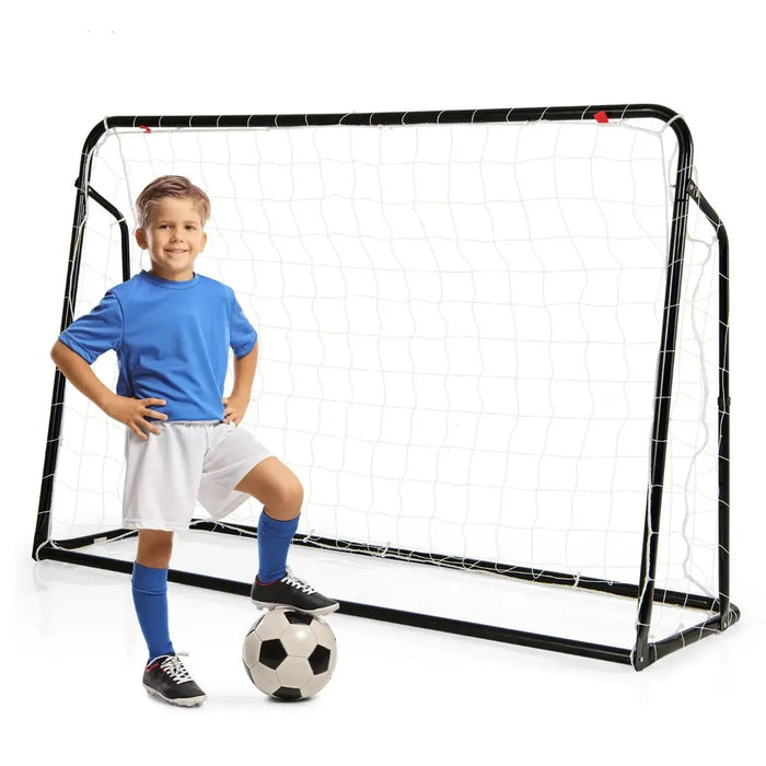 2-in-1 Kids Football Goal and Rebound Net - Black 187x122.5cm | Adjustable 5-Angle Frame COSTWAY - Little and Giant Explorers Costway