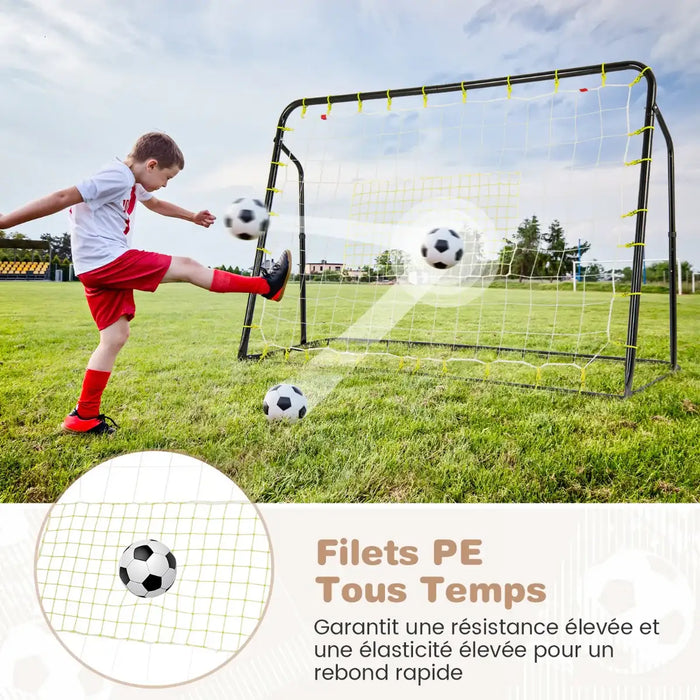 2-in-1 Kids Football Goal and Rebound Net - Black 187x122.5cm | Adjustable 5-Angle Frame COSTWAY - Little and Giant Explorers Costway