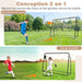 2-in-1 Kids Football Goal and Rebound Net - Black 187x122.5cm | Adjustable 5-Angle Frame COSTWAY - Little and Giant Explorers Costway