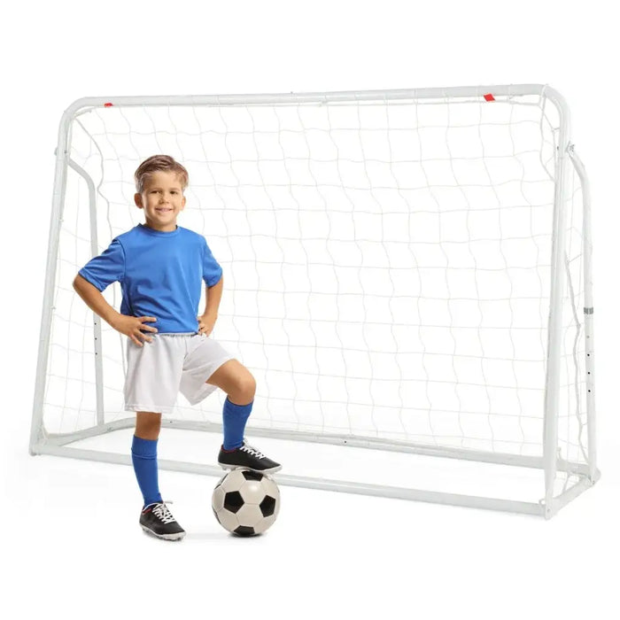 2-in-1 Kids Football Goal and Rebound Net - White 187x122.5cm | Adjustable 5-Angle Frame COSTWAY - Little and Giant Explorers Costway