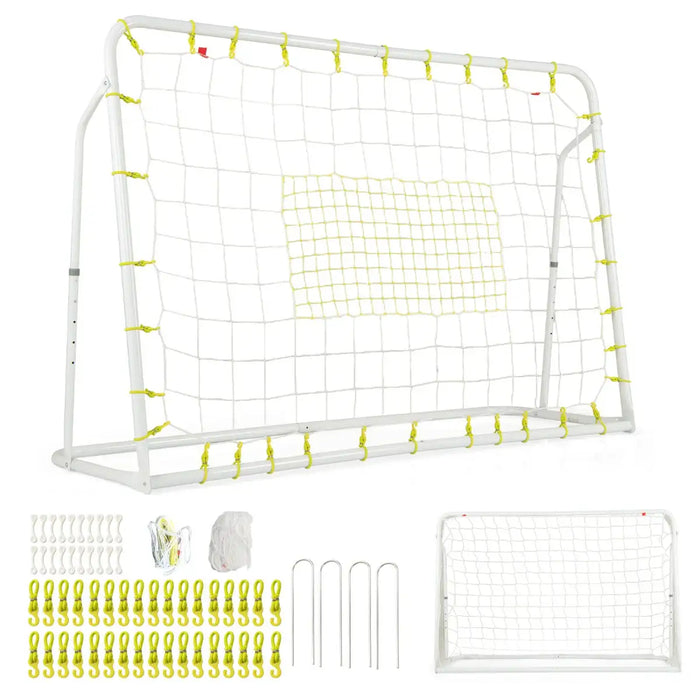 2-in-1 Kids Football Goal and Rebound Net - White 187x122.5cm | Adjustable 5-Angle Frame COSTWAY - Little and Giant Explorers Costway