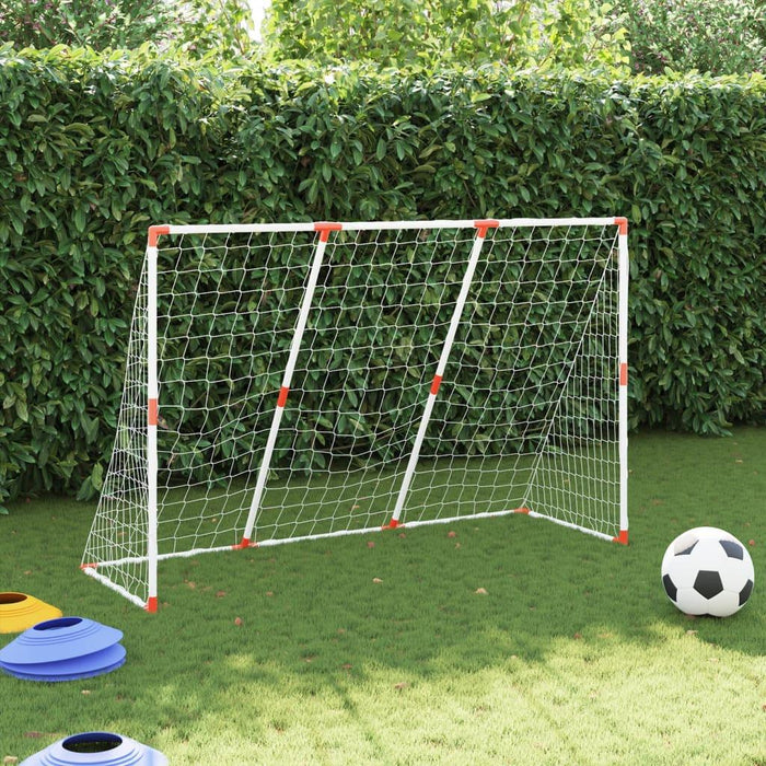 2-in-1 Kids' Football Goal with Balls in White (184 x 64 x 124cm) - Little and Giant Explorers vidaXL