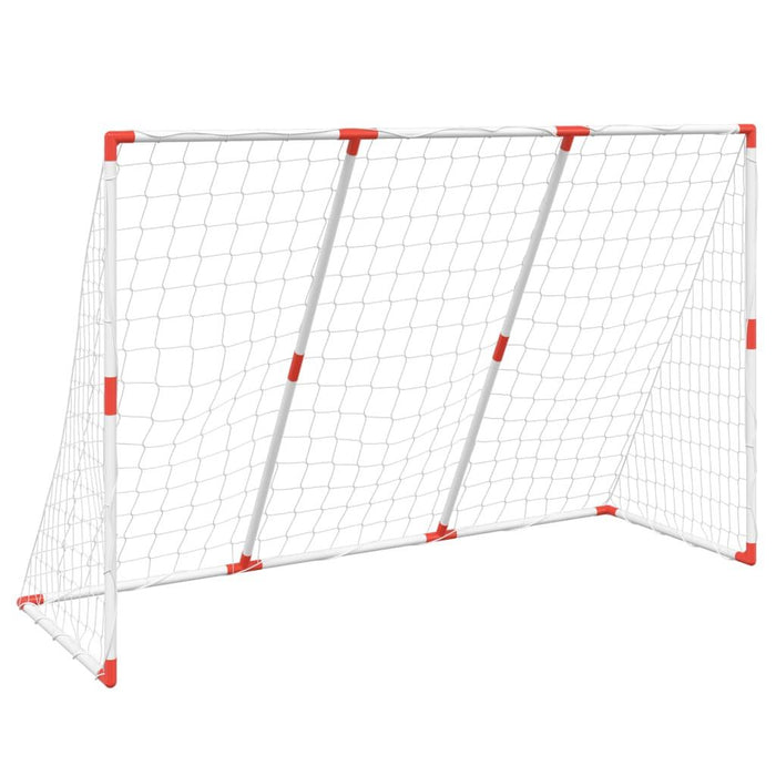 2-in-1 Kids' Football Goal with Balls in White (184 x 64 x 124cm) - Little and Giant Explorers vidaXL