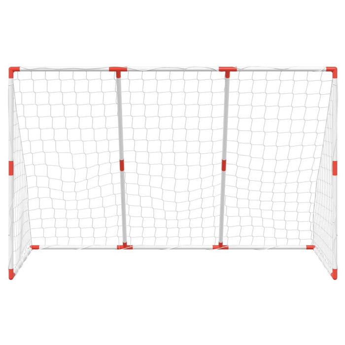 2-in-1 Kids' Football Goal with Balls in White (184 x 64 x 124cm) - Little and Giant Explorers vidaXL