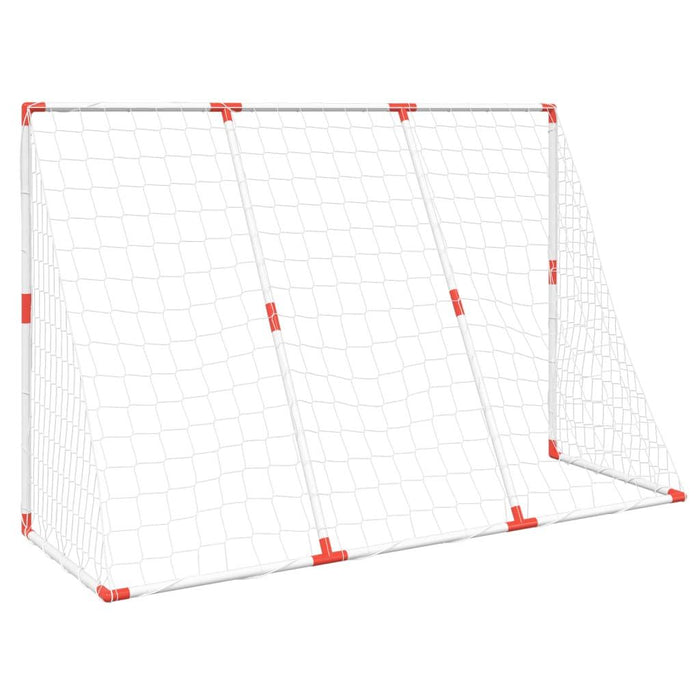 2-in-1 Kids' Football Goal with Balls in White (184 x 64 x 124cm) - Little and Giant Explorers vidaXL