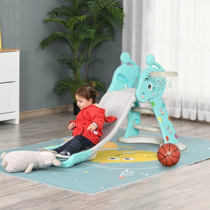 2 in 1 Kids Freestanding Slide with Basketball Hoop - Little and Giant Explorers HOMCOM