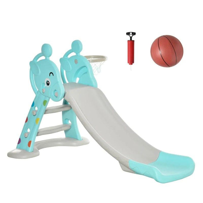 2 in 1 Kids Freestanding Slide with Basketball Hoop - Little and Giant Explorers HOMCOM