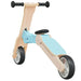 2-in-1 kids scooter and balance bike, light blue and wood, convertible design, three wheels
