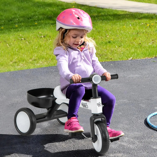 2-in-1 Kids Tricycle and Balance Bike – White and Black | Convertible Toddler Ride-On COSTWAY - Little and Giant Explorers Costway