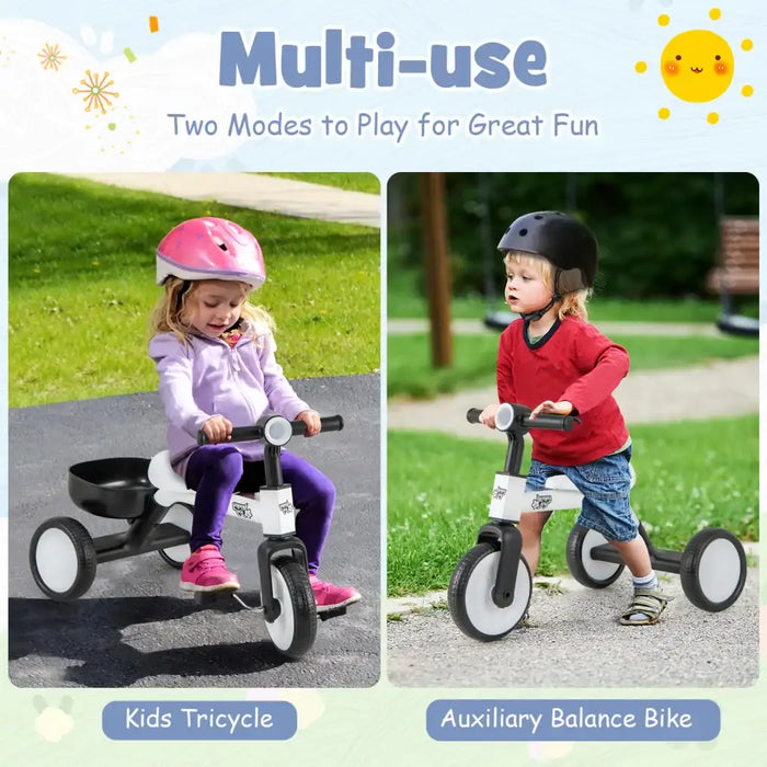 2-in-1 Kids Tricycle and Balance Bike – White and Black | Convertible Toddler Ride-On COSTWAY - Little and Giant Explorers Costway