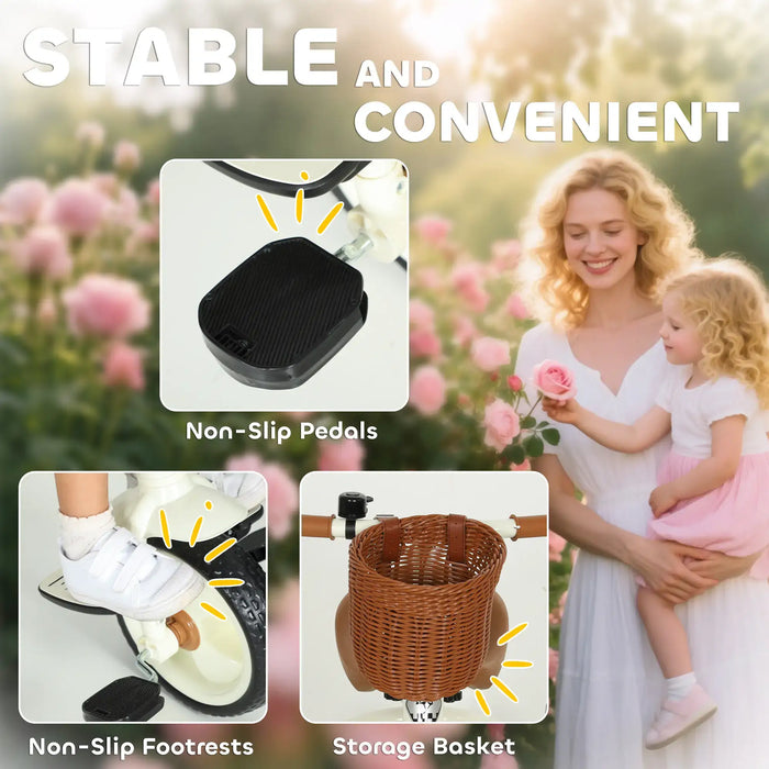 2-in-1 Kids Tricycle – White and Brown Toddler Trike | Push Handle and Wicker Basket AIYAPLAY - Little and Giant Explorers AIYAPLAY