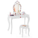 2-in-1 Kids Vanity Set – White | Watermelon-Design - Detachable Mirror and Stool COSTWAY - Little and Giant Explorers Costway