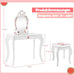 2-in-1 Kids Vanity Set – White | Watermelon-Design - Detachable Mirror and Stool COSTWAY - Little and Giant Explorers Costway