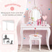 2-in-1 Kids Vanity Set – White | Watermelon-Design - Detachable Mirror and Stool COSTWAY - Little and Giant Explorers Costway