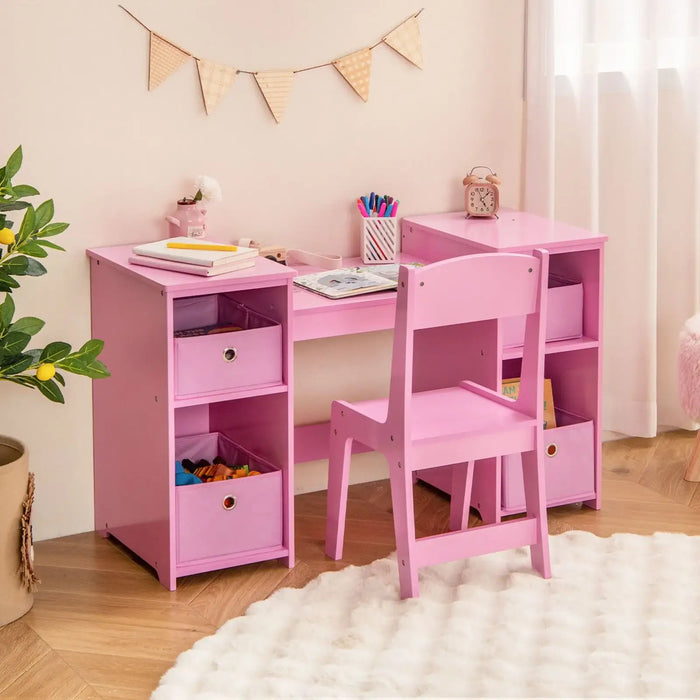 2-in-1 Kids Vanity Table and Chair Set – Pink | Removable Mirror Dressing Table COSTWAY - Little and Giant Explorers Costway