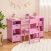 2-in-1 Kids Vanity Table and Chair Set – Pink | Removable Mirror Dressing Table COSTWAY - Little and Giant Explorers Costway