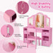 2-in-1 Kids Vanity Table and Chair Set – Pink | Removable Mirror Dressing Table COSTWAY - Little and Giant Explorers Costway