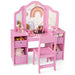 2-in-1 Kids Vanity Table and Chair Set – Pink | Removable Mirror Dressing Table COSTWAY - Little and Giant Explorers Costway