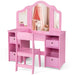 2-in-1 Kids Vanity Table and Chair Set – Pink | Removable Mirror Dressing Table COSTWAY - Little and Giant Explorers Costway