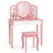 2-in-1 Kids Vanity Table – Pink | Princess Makeup Dressing Desk and Stool Set COSTWAY - Little and Giant Explorers Costway