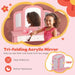 2-in-1 Kids Vanity Table – Pink | Princess Makeup Dressing Desk and Stool Set COSTWAY - Little and Giant Explorers Costway