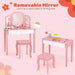 2-in-1 Kids Vanity Table – Pink | Princess Makeup Dressing Desk and Stool Set COSTWAY - Little and Giant Explorers Costway