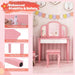 2-in-1 Kids Vanity Table – Pink | Princess Makeup Dressing Desk and Stool Set COSTWAY - Little and Giant Explorers Costway